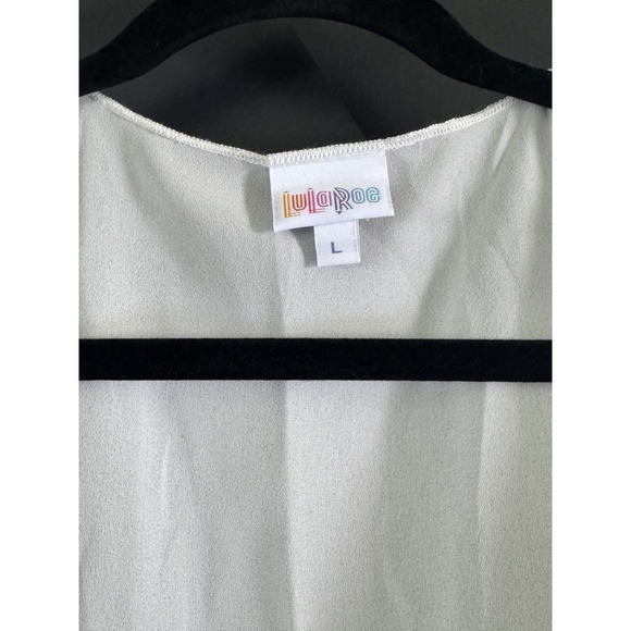 LuLaRoe Shirley Kimono Duster Swim Cover  Open Front Embroidered Trim Cream Sz L - Picture 3 of 7